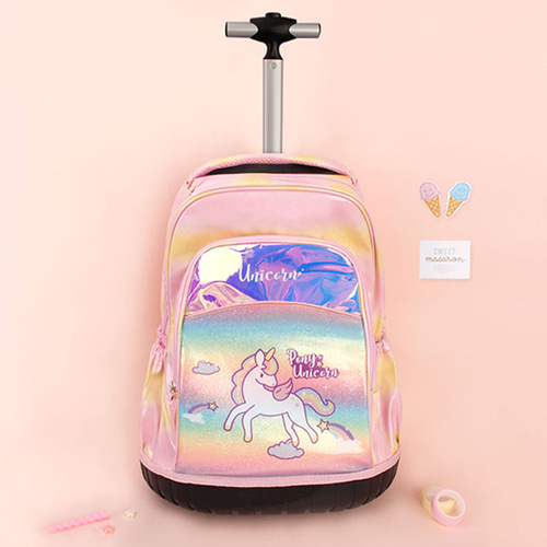 아동 캐릭터 유니콘 롤링 핑크 백팩 캐리어 여행가방