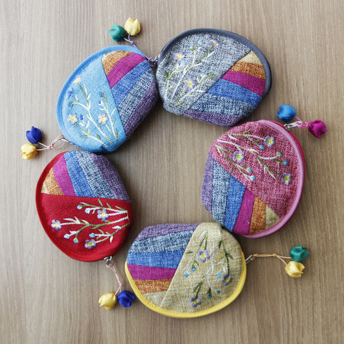 반달모양 한국풍 색동 동전 지갑(5colors)