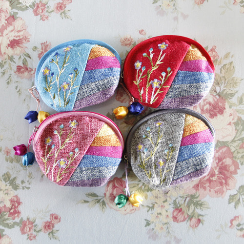 반달모양 한국풍 색동 동전 지갑(5colors)