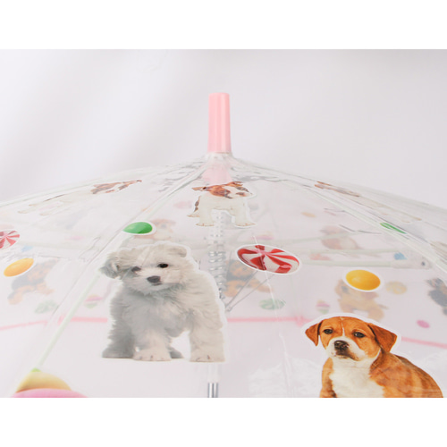 키치 캐릭터 아동 강아지 투명우산 55cm WH0615