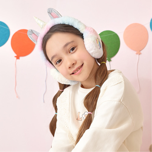 아동 캐릭터 유니콘 보아털 입체 귀마개 WH0630
